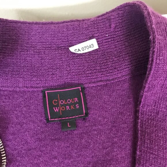 Colour Works Zip Ruffle Wool Sweater Jacket Cardigan Zipper Snap Frill Soft Top - Picture 7 of 11